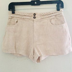 Ella Moss Oatmeal Linen Braided Shorts Size 2